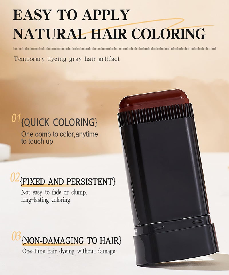 Grospe 3 Pack Safe and Convenient Comb Hair Dye，Hair Color Stick for Gray Hair Coverage，3 Colors Waterproof and Sweatproof Hairdressing Wand，2 in 1 Instant Dye for Women & Men，0.71 Fl Oz Each - Image 3